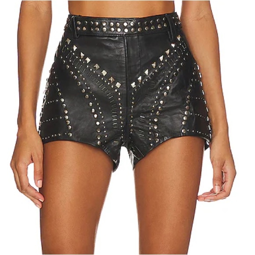 One Teaspoon Black Studded High Waist Shorts